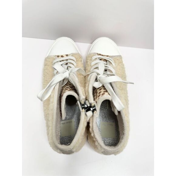 DOLCE VITA Sneakers Womens High Top Veola Plush Size 8.5 Fur Faux Calf Hair - Picture 6 of 10